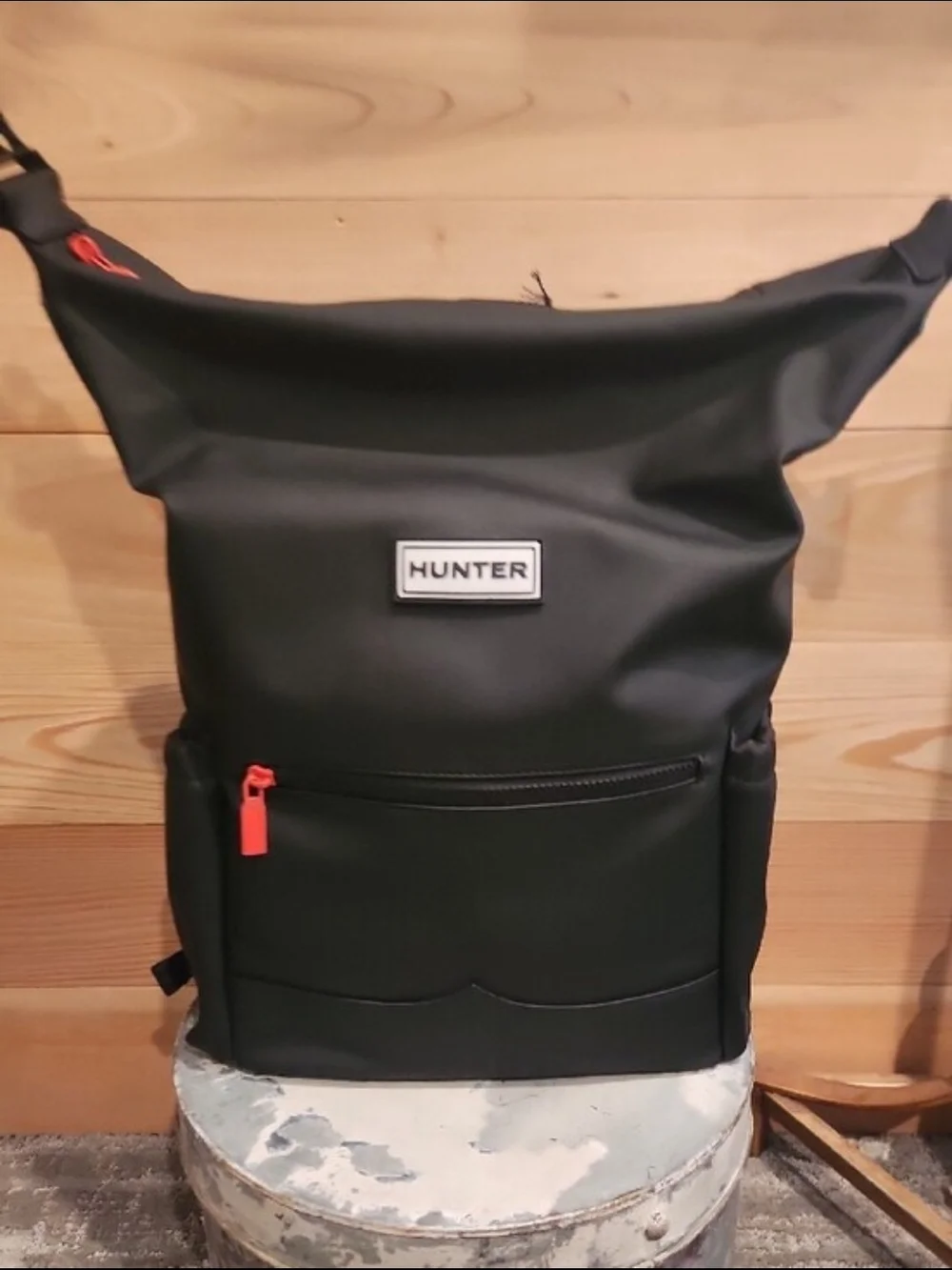 HUNTER Black Waterproof Roll-Top Backpack